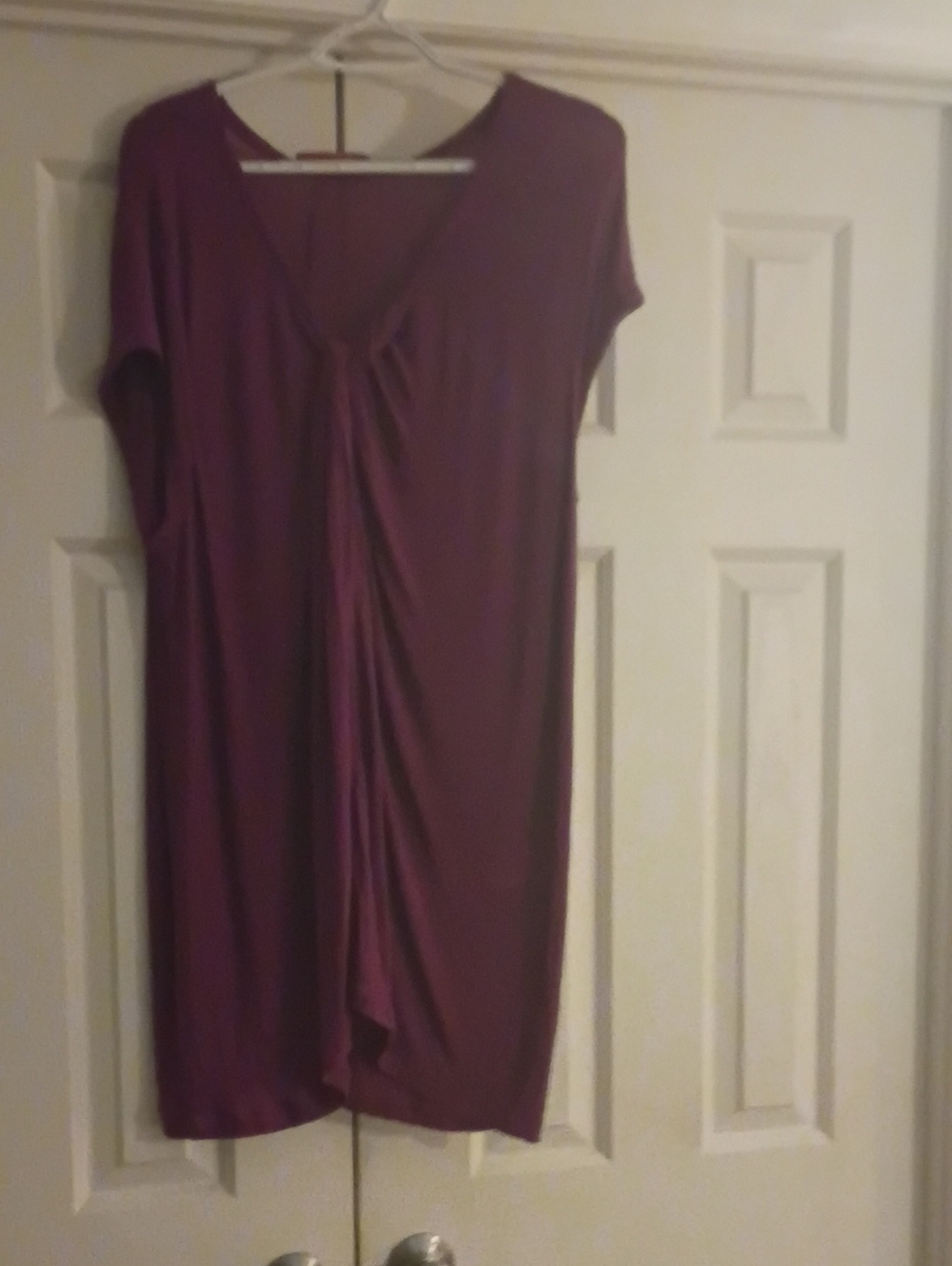 Women's Plum Ruched V-Neck Dress Top